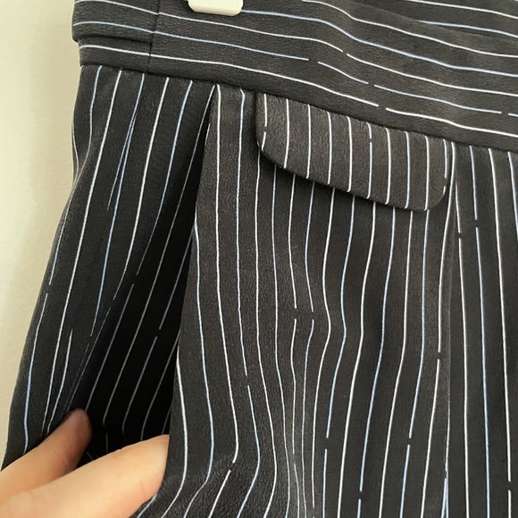 Equipment Pleated Black Silk Striped Pants - Picture 5 of 10